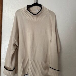 Oversized 24/7 Split-Hem Mockneck Sweater